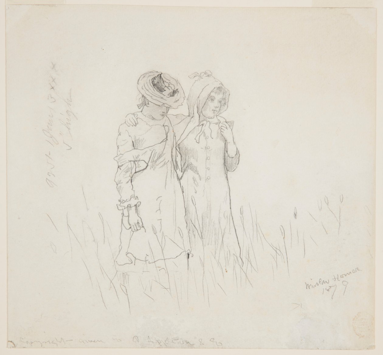 Dwie dziewczyny na polu autorstwa Winslow Homer