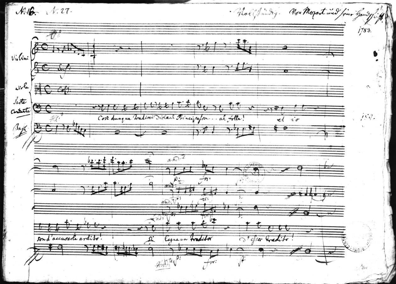 „Cosi Dunque Tradisci…”, recytatyw i aria, 1783 autorstwa Wolfgang Amadeus Mozart