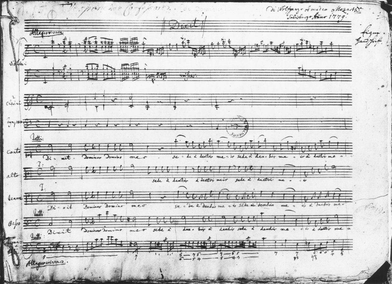 یکشنبه ویسپرز، ۱۷۷۹ پولی autorstwa Wolfgang Amadeus Mozart