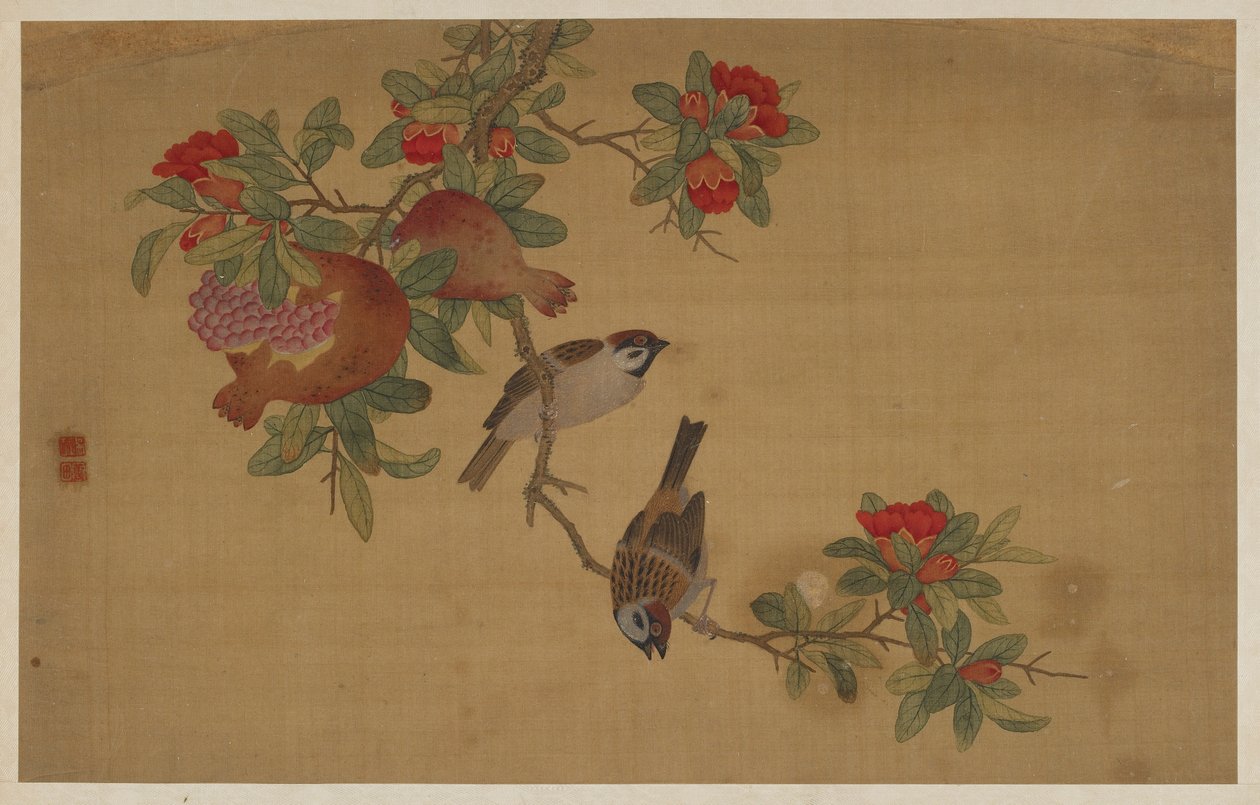 Ptaki, owoce i kwiaty, dynastia Qing, 1741. autorstwa Wu Zhang