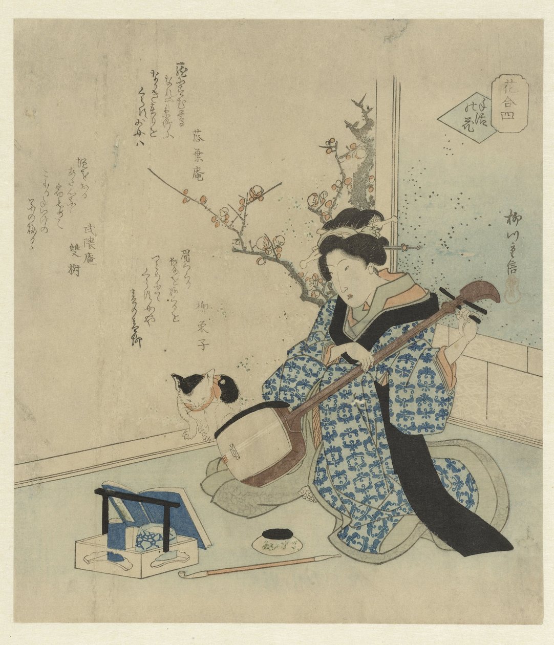 Gejsza dostraja swój Shamisen autorstwa Yanagawa Shigenobu (II)