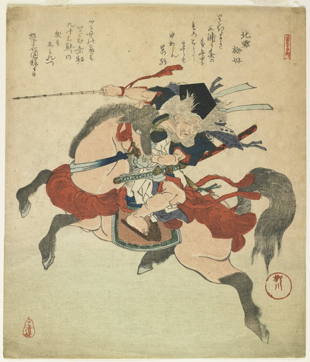 (Wojownik na koniu) autorstwa Yanagawa Shigenobu