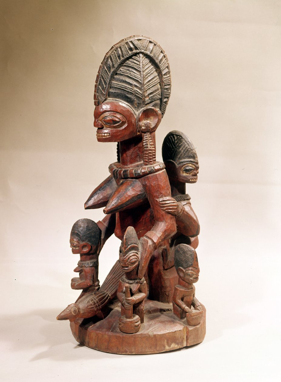 Matka i dzieci (drewno) autorstwa Yoruba Culture