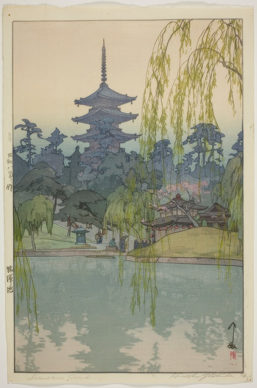 Staw Sarusawa (Sarusawa ike) autorstwa Yoshida Hiroshi