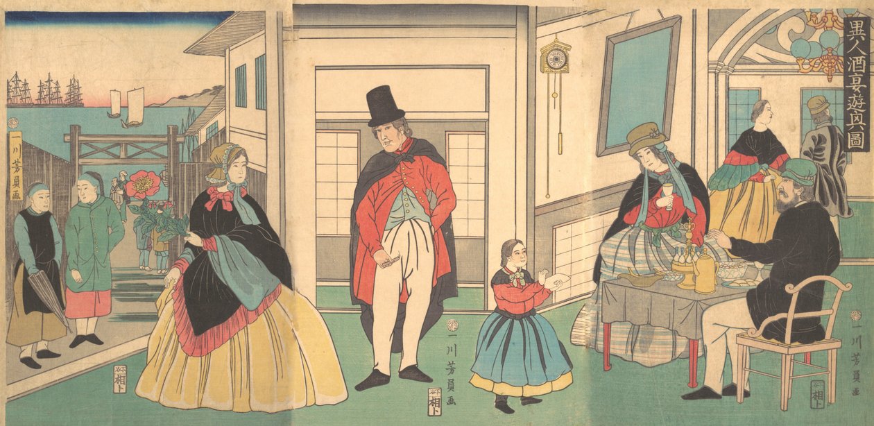 Cudzoziemcy na bankiecie, 2. miesiąc, 1862 r. autorstwa Yoshikazu