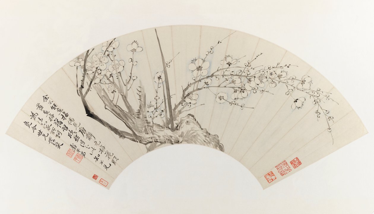 Plum Blossoms (tusz i jasny kolor na papierze) autorstwa Shouping Yun