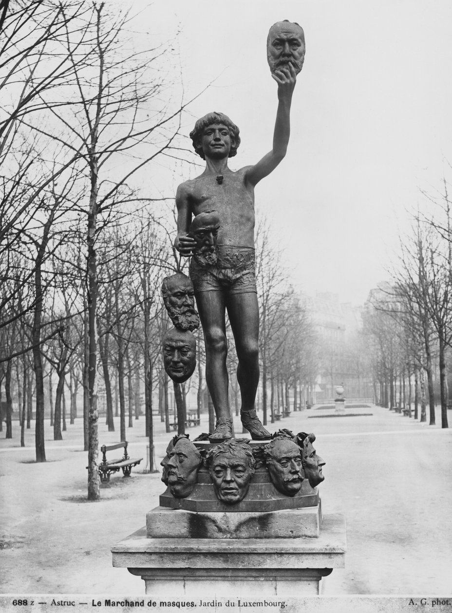 Sprzedawca masek, 1883 (brąz) autorstwa Zacharie Astruc