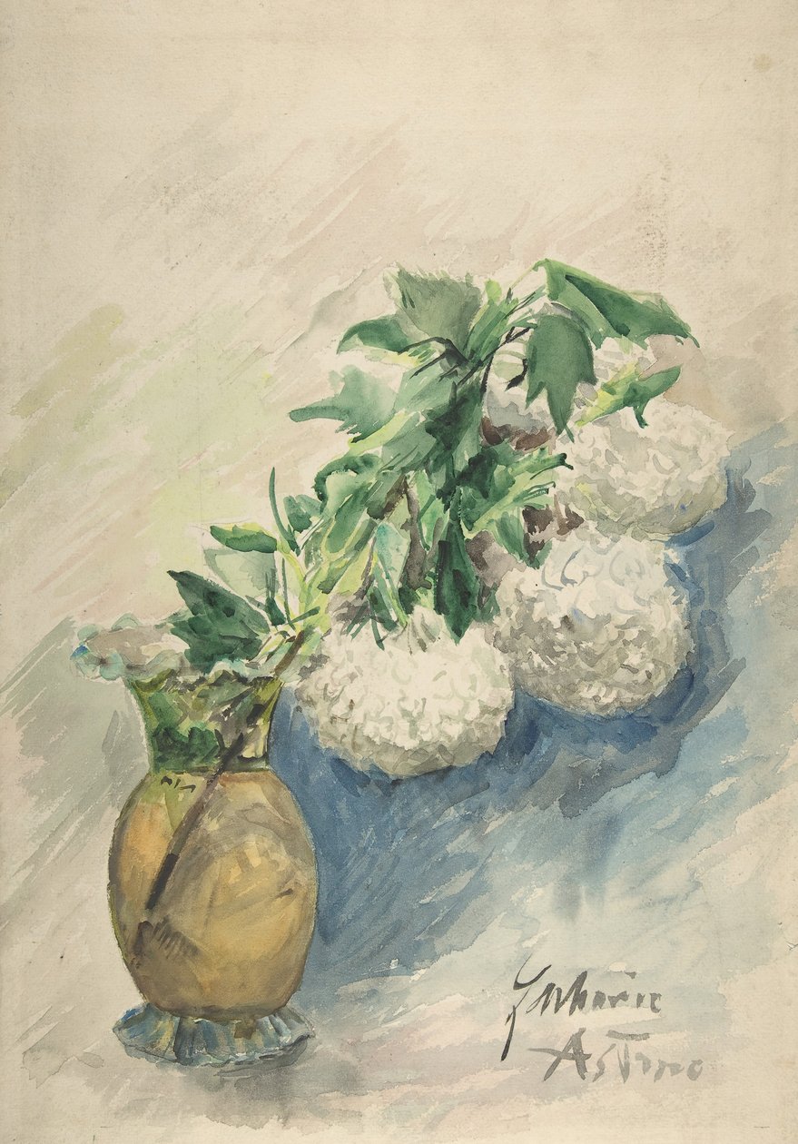 Białe kwiaty w wazonie, ca. 1884-1904. autorstwa Zacharie Astruc