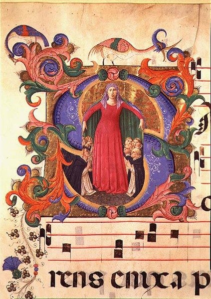 Mszał 515 f.169r Madonna Misericordia, 1448-49 (szczegóły patrz 88925-26) autorstwa Zanobi di Benedetto Strozzi