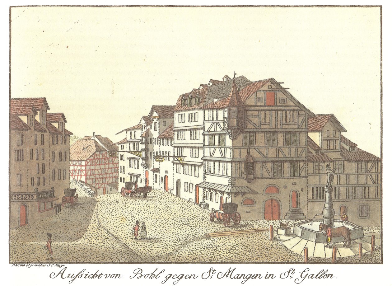 Widok z Bohl na St. Mangen w St. Gallen (tytuł oryginalny) autorstwa Zeichner und Kupferstecher