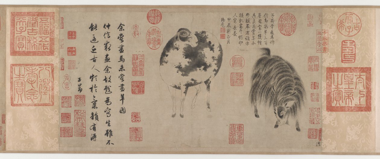 Owca i Koza, dynastia Yuan, ok. 1300 (tusz na papierze) autorstwa Zhao Mengfu Chao Meng Fu or