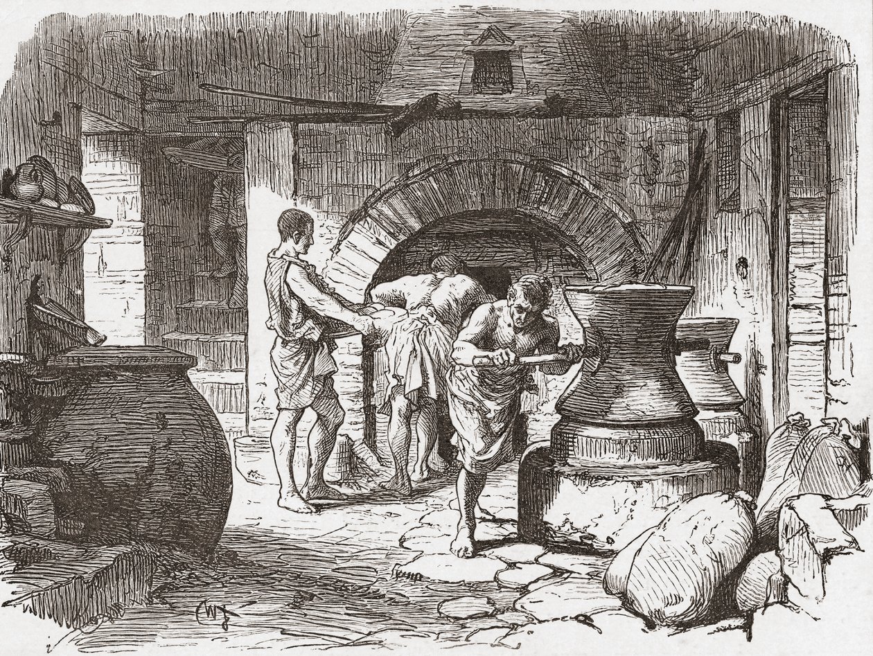 Rzymska piekarnia, Pompeje, Włochy. autorstwa . .
