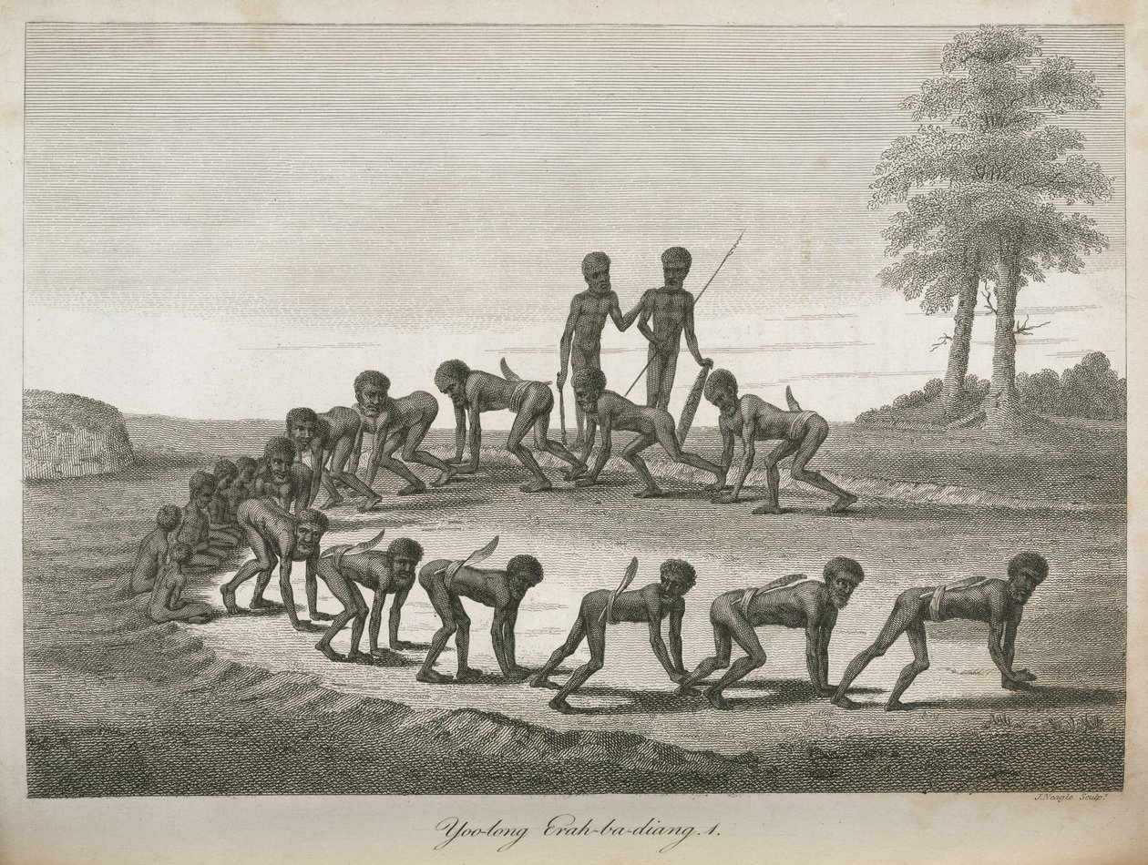 Aborygeni imitujący psy, Australia autorstwa Frederick (attr. to) Barnard