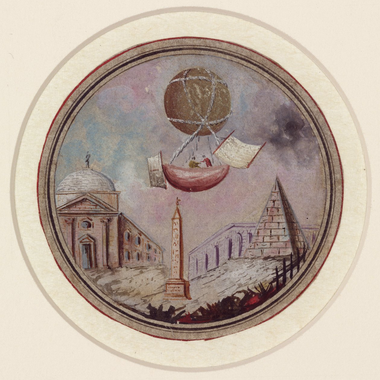 Wczesna katastrofa balonowa, ok. 1785 autorstwa Frederick (attr. to) Barnard