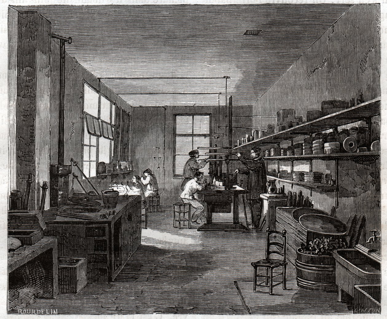 Atelier de galvanoplastie. Warsztat galwaniczny. autorstwa Frederick (attr. to) Barnard