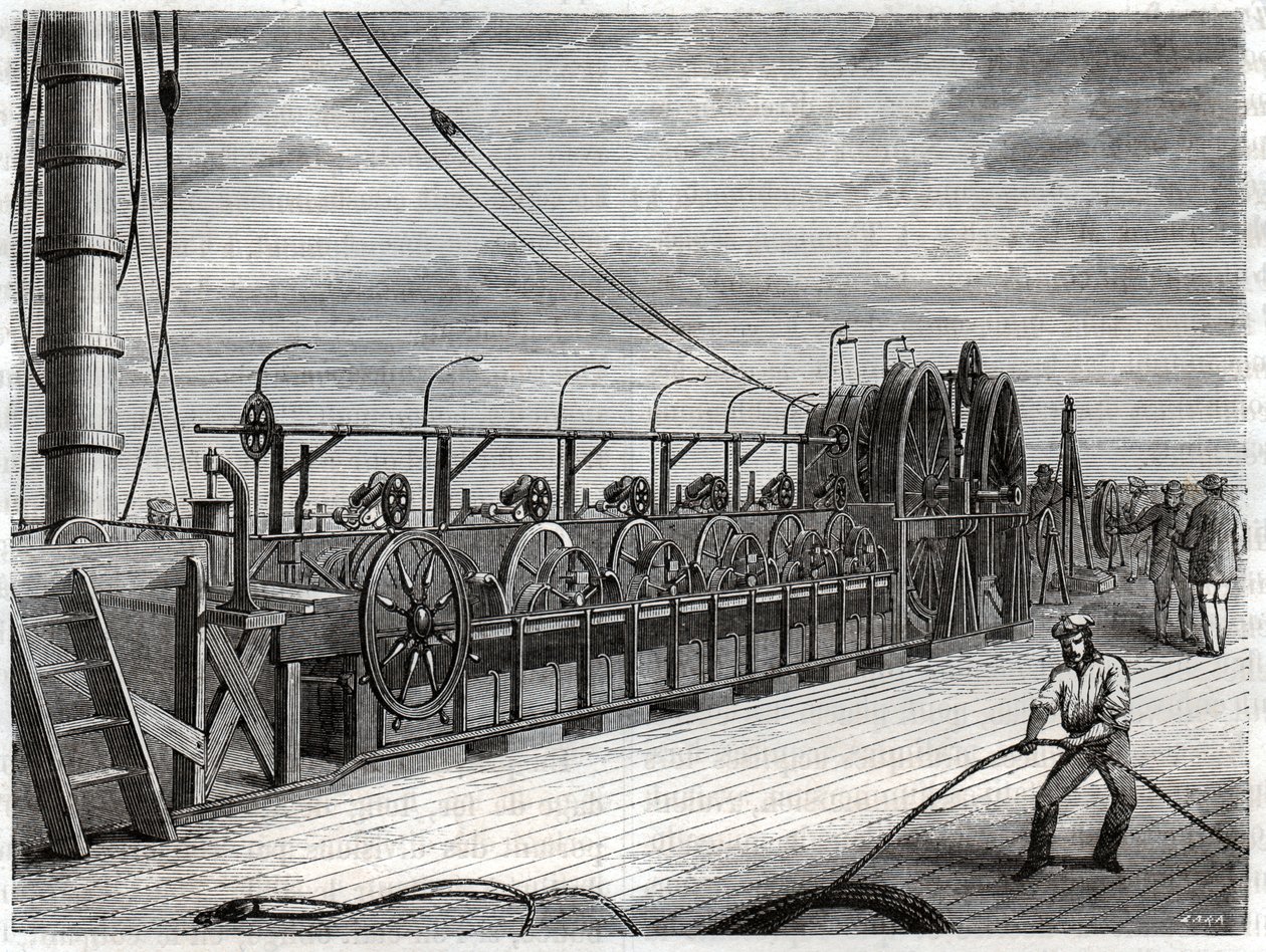 Telegrafia kablowa sous marin. Telegraficzny kabel podmorski. autorstwa Frederick (attr. to) Barnard