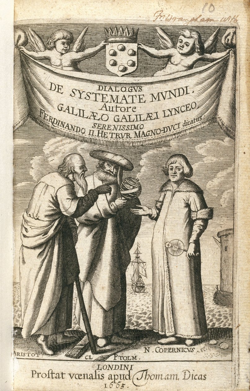 Frontispis "Układu kosmicznego" autorstwa Galileusza autorstwa Frederick (attr. to) Barnard