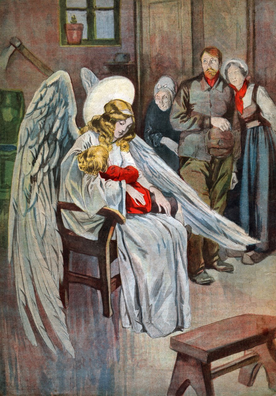 Anioł Stróż. ok. 1910 (grawerowanie) autorstwa . .