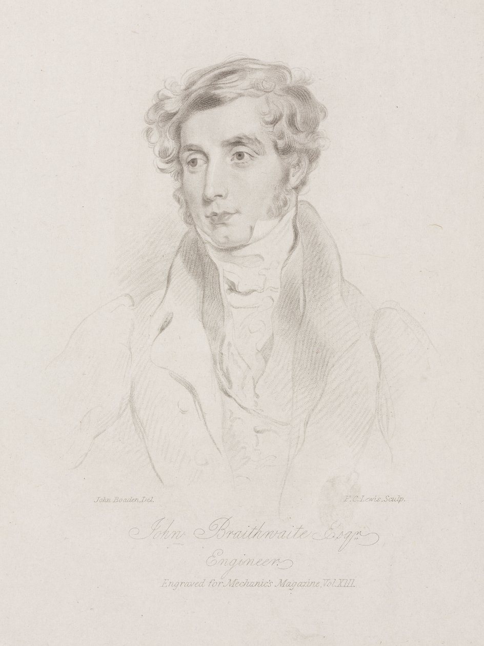 John Braithwaite, brytyjski inżynier, ok. 1830 autorstwa Frederick (attr. to) Barnard