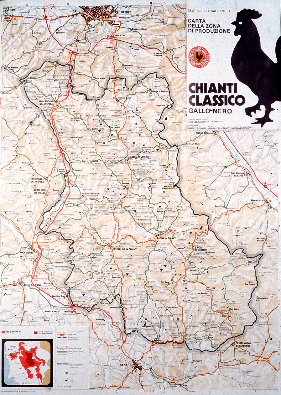 Mapa obszaru Chianti classico. autorstwa Henry Charles Fehr