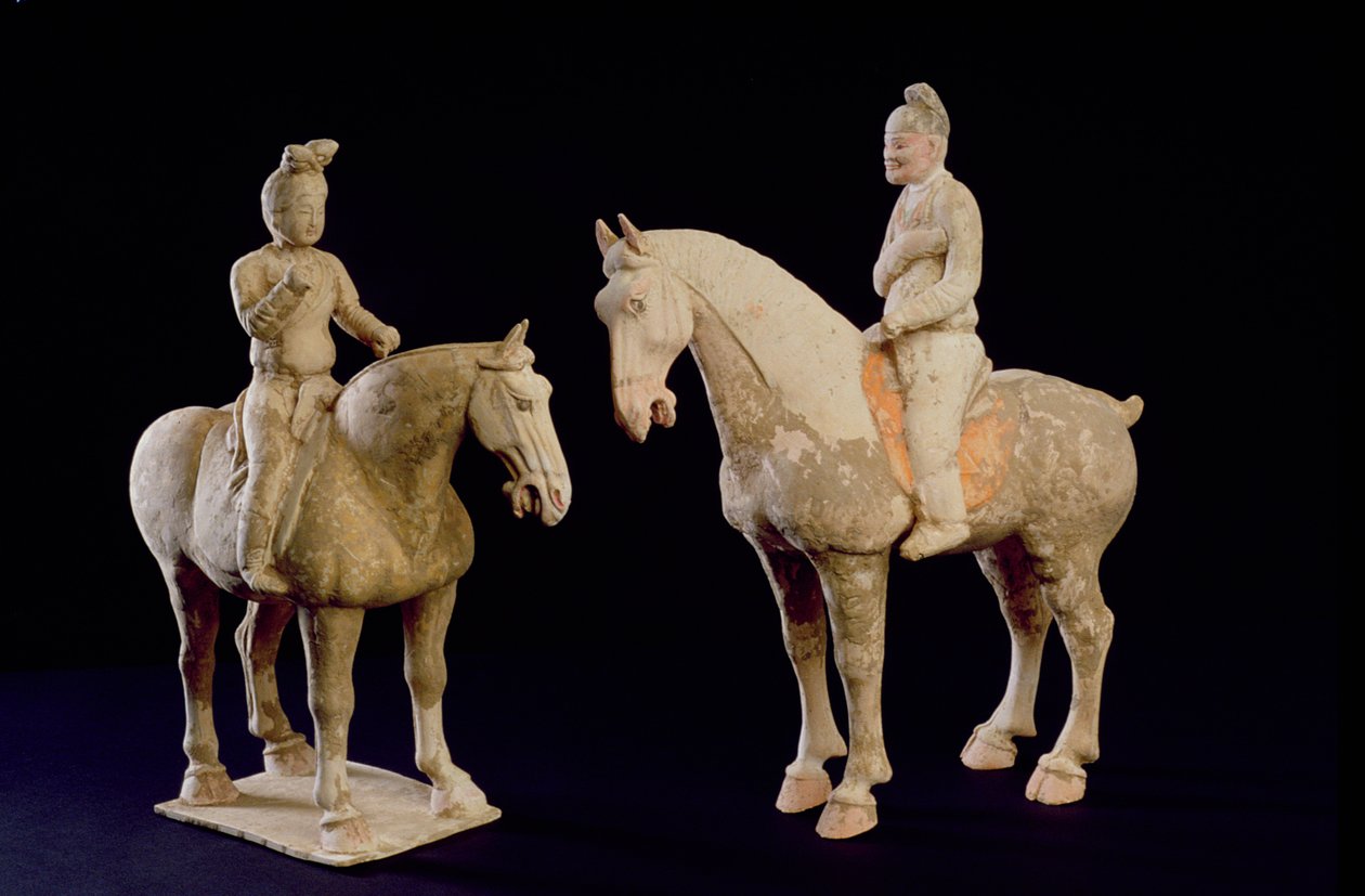 Dwóch jeźdźców, chińska, dynastia Tang (618-906) (terakota) autorstwa Hippolyte Lalaise Devéria