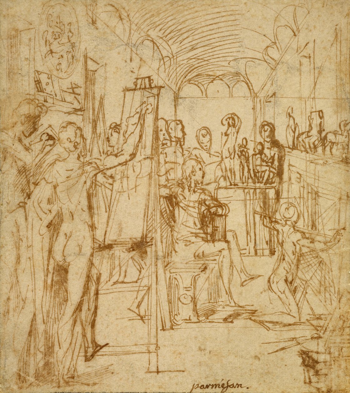Wnętrze pracowni malarskiej autorstwa Parmigianino