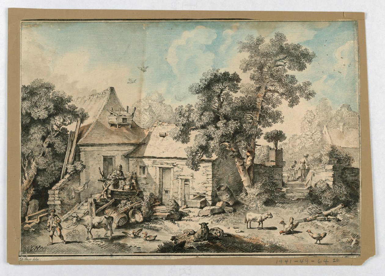 Siedzący pasterz autorstwa after Francois Boucher