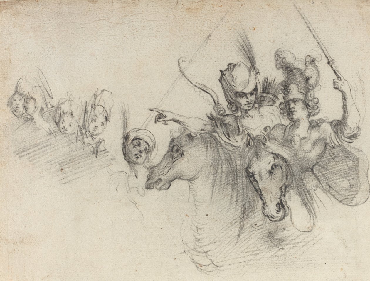 Figurki na koniu [verso] autorstwa after Jacques Bellange