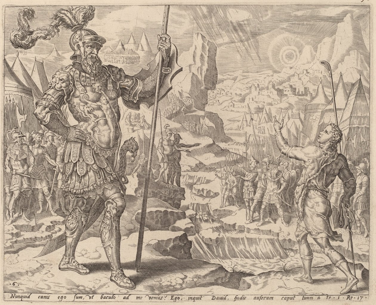 Spotkanie Dawida z Goliatem autorstwa after Maerten van Heemskerck