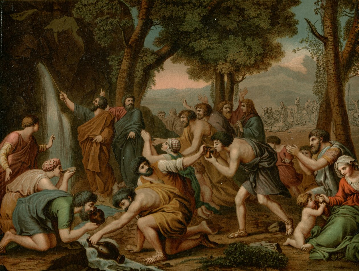 Mojżesz uderzający w wodę autorstwa after Nicolas Poussin