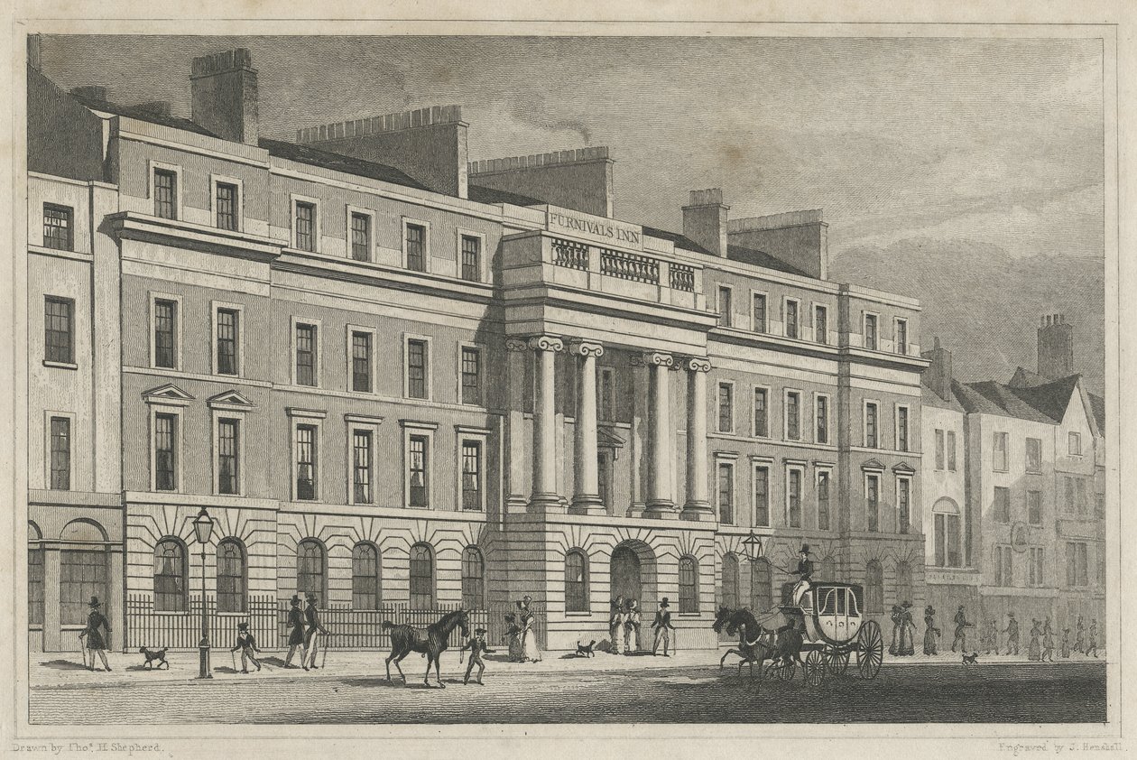 Furnivals Inn Holborn, 1825 autorstwa Thomas Hosmer after Shepherd