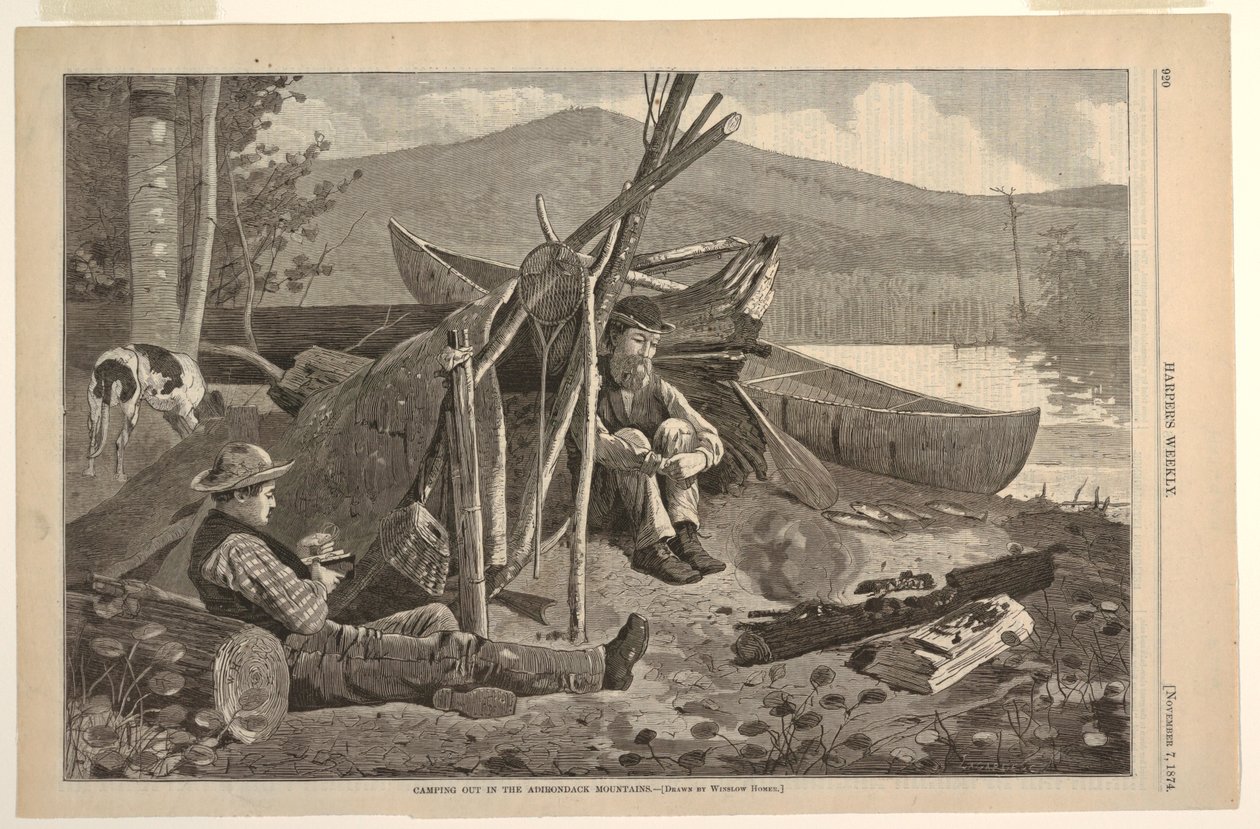 Kemping w górach Adirondack autorstwa after Winslow Homer