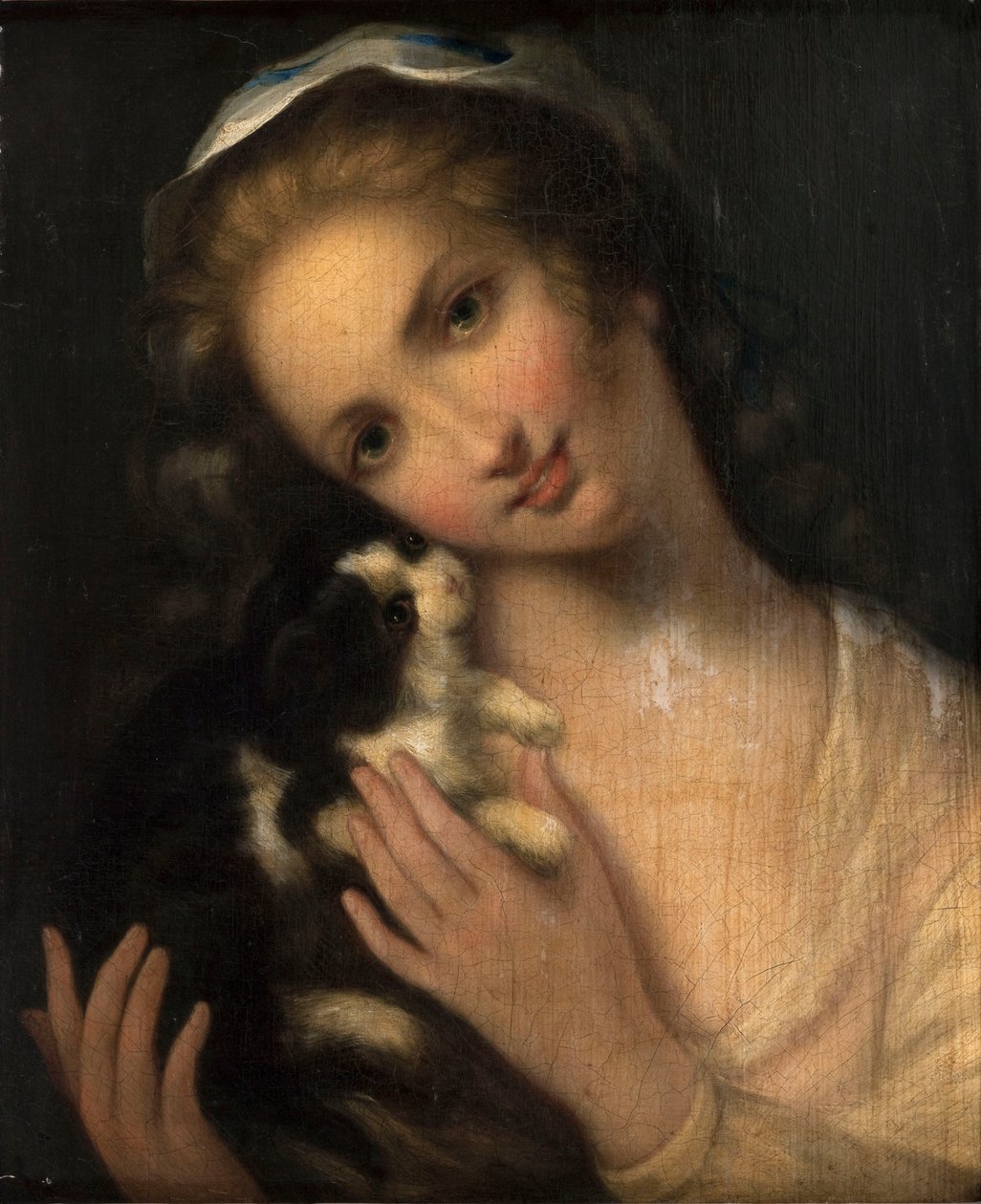 Francuski: Jeune fille au chat autorstwa anonymous 