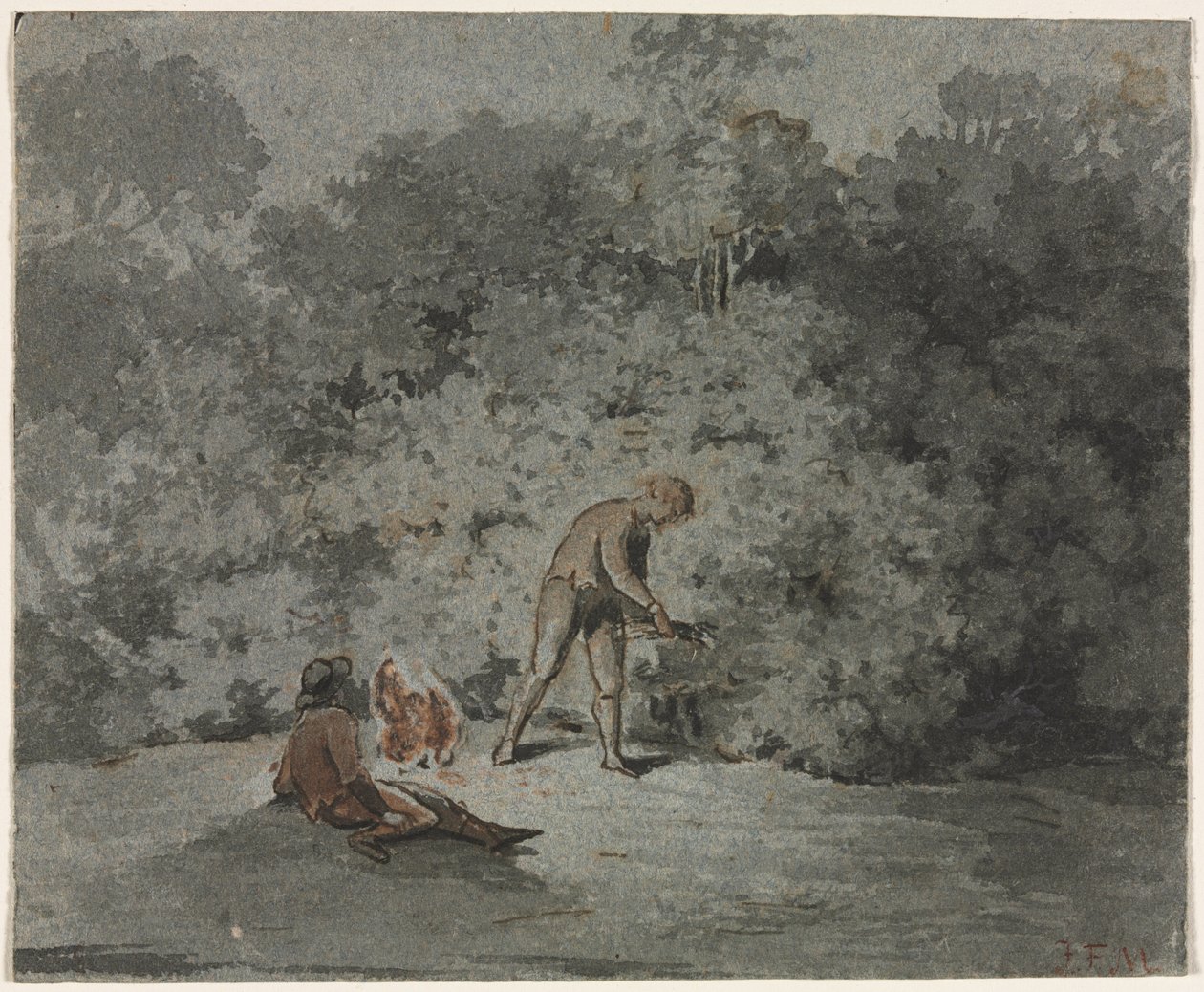 Zbieracz gałązek (recto) autorstwa attributed to Francisque Millet