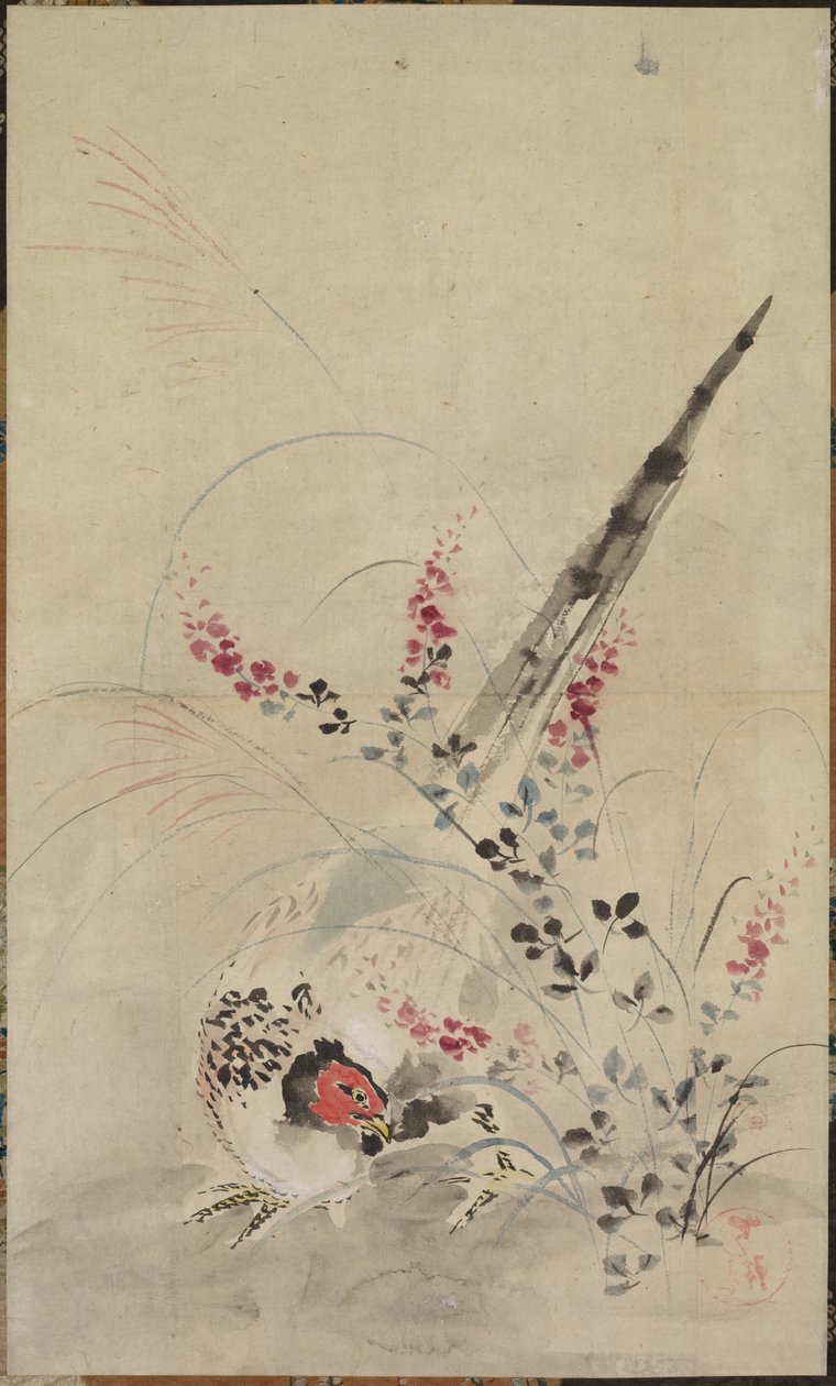 Bażant i Trawy autorstwa attributed to Ogata Kōrin