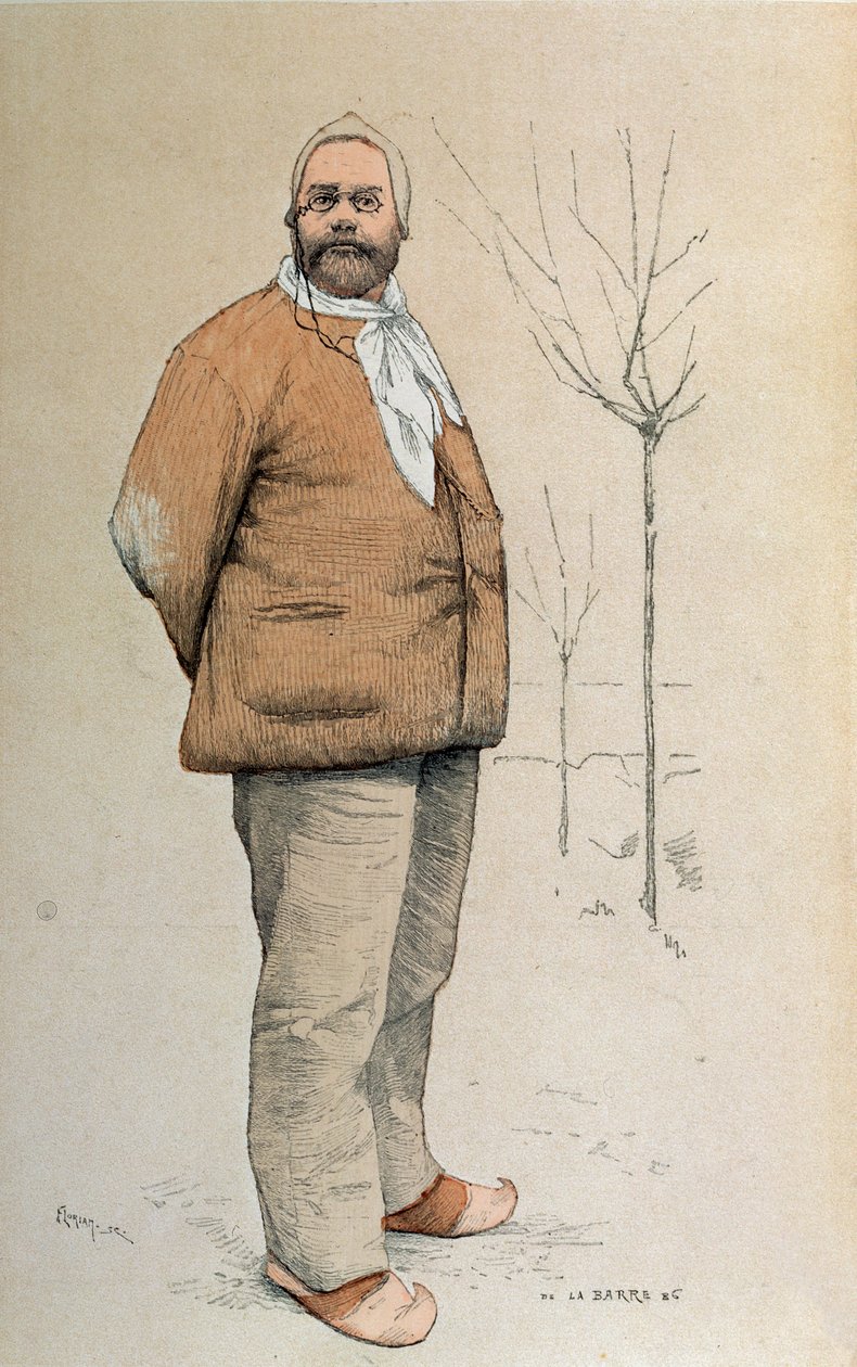 Portret Emila Zoli (1840-1902) z okładki „La Revue Illustree”, sztychowany przez Floriana, 15 lutego 1887 autorstwa de La Barre