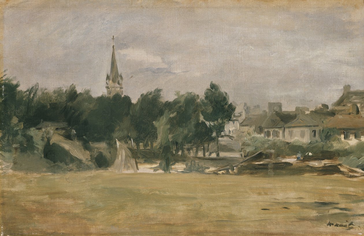 Krajobraz z wiejskim kościołem, XIX w. autorstwa Édouard Manet