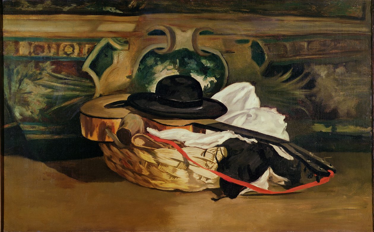 Martwa natura: gitara i sombrero, 1862 autorstwa Édouard Manet