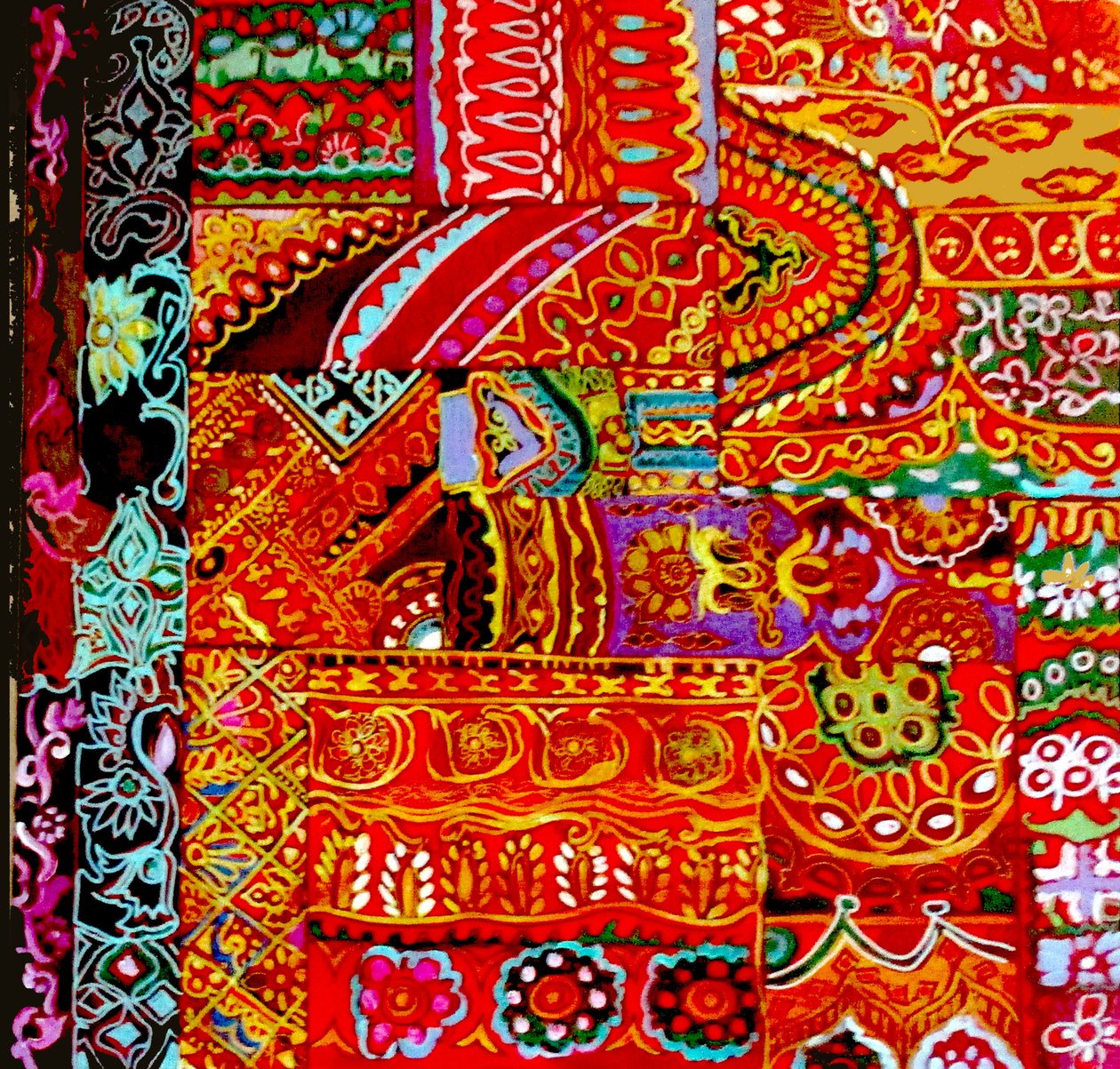 Haft Kutch, 2017 (mieszany, akryl, tusz, olej) autorstwa linda arthurs