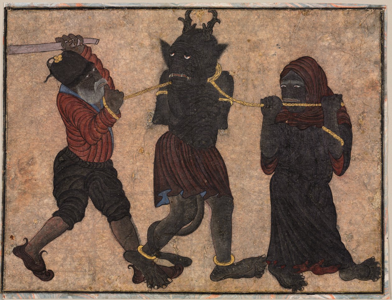Demon w łańcuchach autorstwa style of Muhammad Siya Qalam