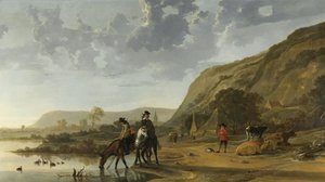 Krajobraz rzeczny z jeźdźcami, 1653-7
