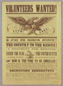 Plakat rekrutacyjny do wojny secesyjnej, 1861 (druk)