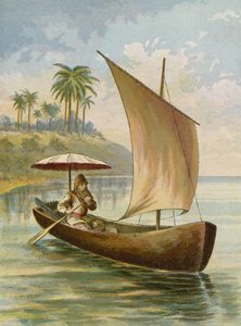 Robinson Crusoe żegluje na swojej łodzi