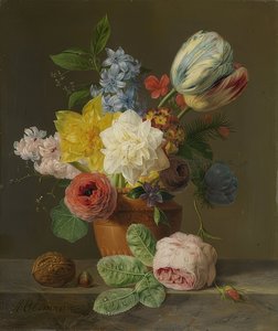 Martwa natura z kwiatami i orzechami. Około 1830 r.