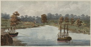 Sydney Cove, 1788 (ręcznie barwiony miedzioryt)