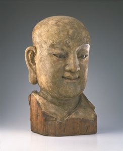 Głowa louhan, dynastia Yuan (drewno)