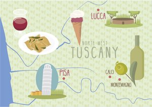 Mapa Lucca i Piza, Toskania, Włochy