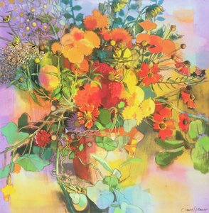 Jesienne Kwiaty (pastel i wc na papierze)