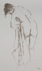 Naga kobieta z ręcznikiem, stojąca, 1891-92.