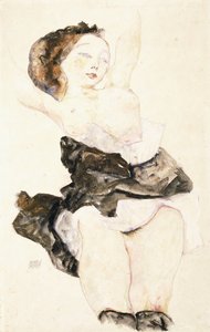 Leżąca młoda dziewczyna, półnaga, 1912